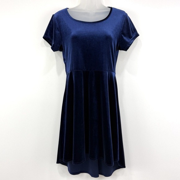 TMG‎ New York Dress Women's M Royal Blue Velvet Glam Hi Lo Event Preppy Stretch - Picture 1 of 12